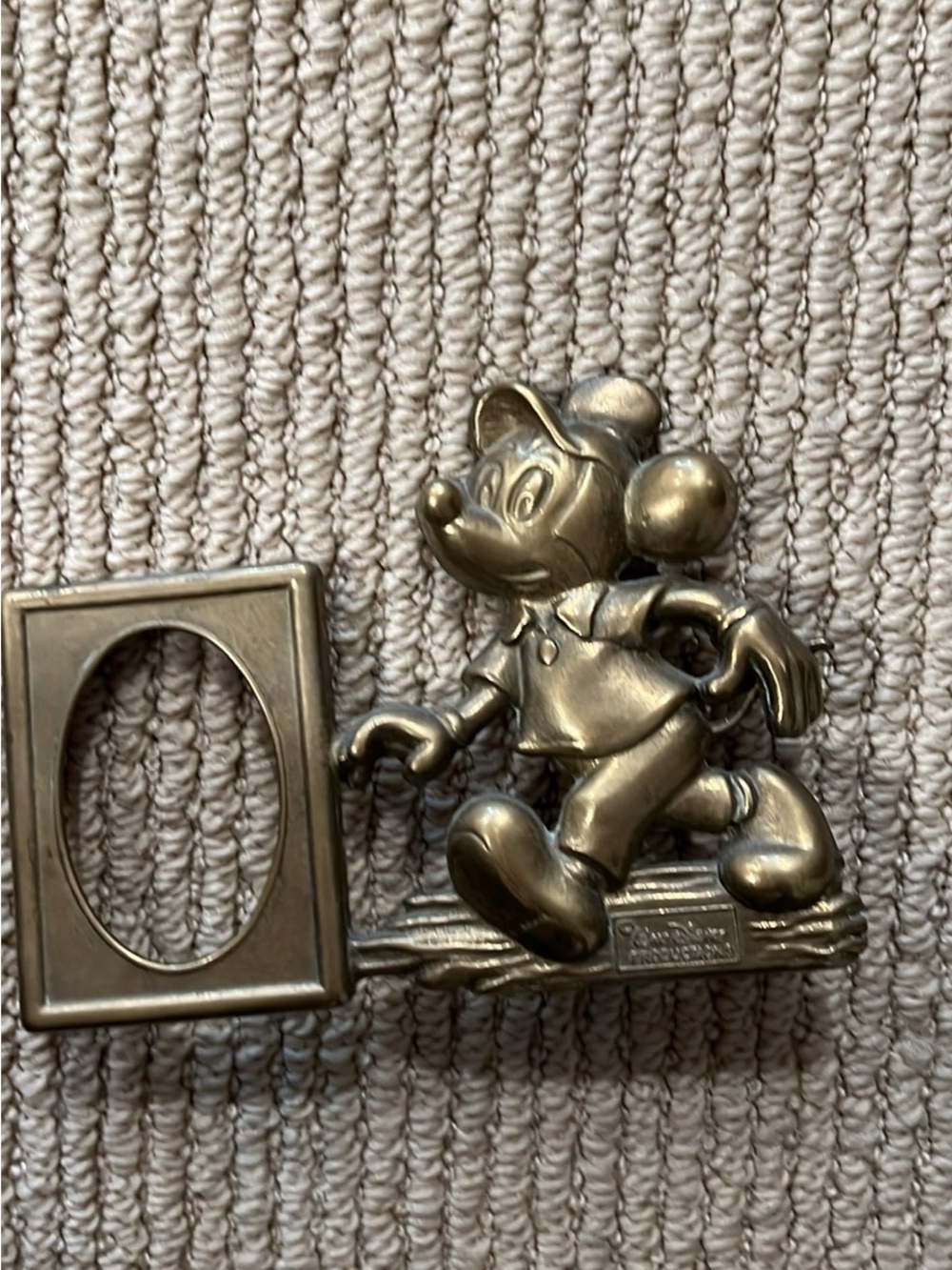 Vintage Disney Brass-Tone Mickey Mouse Photo Frame Accent